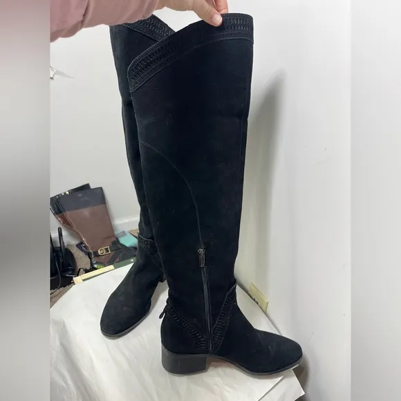 Vince Camuto Karinda Black Suede Over The Knee Boot Sz 10