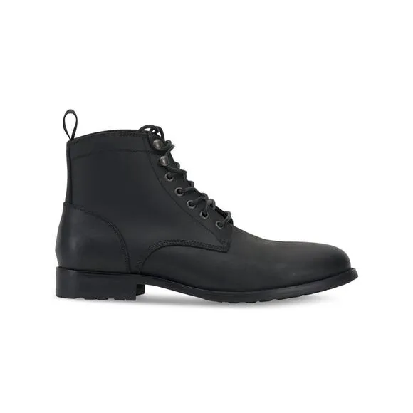 VINCE CAMUTO Mens Black Pull Tab Lannie Toe Block Heel Leather Boots Shoes 12 M
