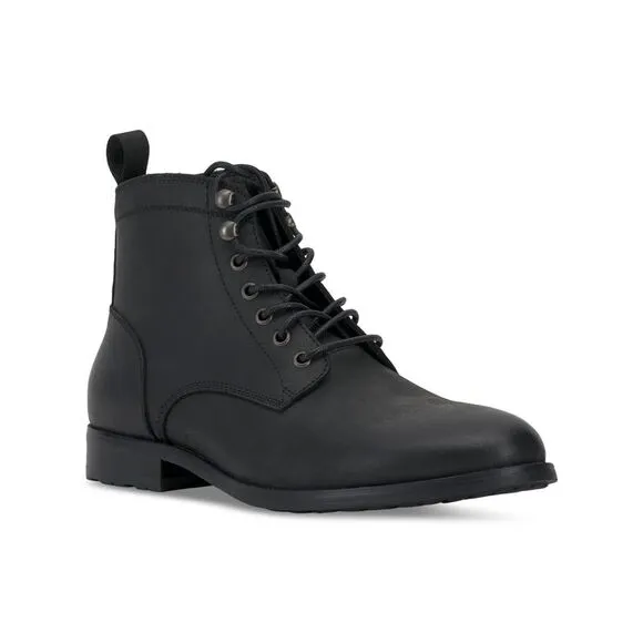 VINCE CAMUTO Mens Black Pull Tab Lannie Toe Block Heel Leather Boots Shoes 12 M