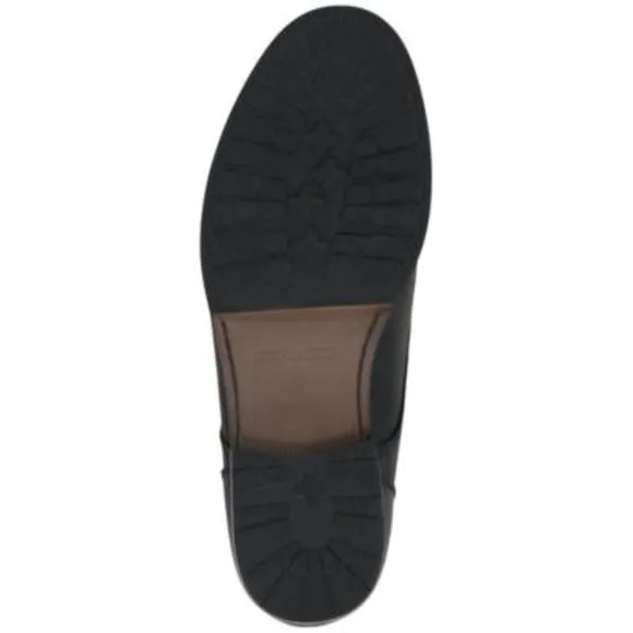 VINCE CAMUTO Mens Black Pull Tab Lannie Toe Block Heel Leather Boots Shoes 12 M