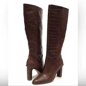 Vince Camuto NEW Phranzie Tall Croc Leather Boot