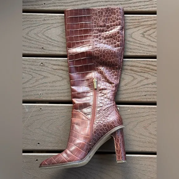 Vince Camuto NEW Phranzie Tall Croc Leather Boot