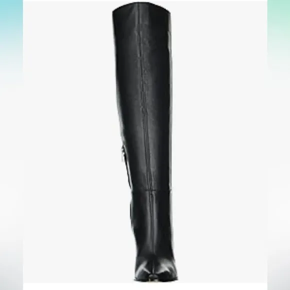 VINCE Camuto Tiasie Black Knee High Leather boots Wedge Pointed 6.5 New