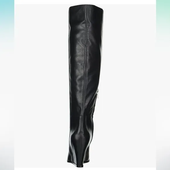 VINCE Camuto Tiasie Black Knee High Leather boots Wedge Pointed 6.5 New