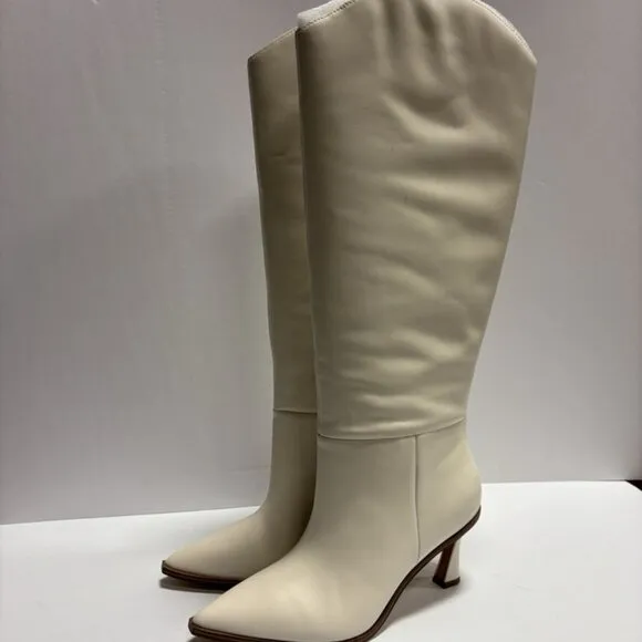 Vince Camuto Women’s Emily, Cream Knee High Boots, Size 9W, Extra Wide Calf