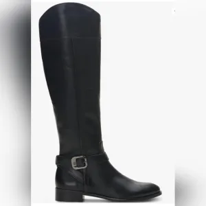 Vince Camuto Womens Ovarlym Leather Zipper Knee-High Boots Black