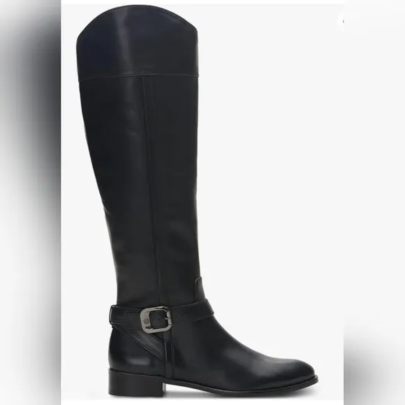 Vince Camuto Womens Ovarlym Leather Zipper Knee-High Boots Black
