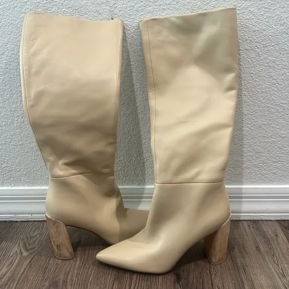 Vince cream Pilar knee high leather boots