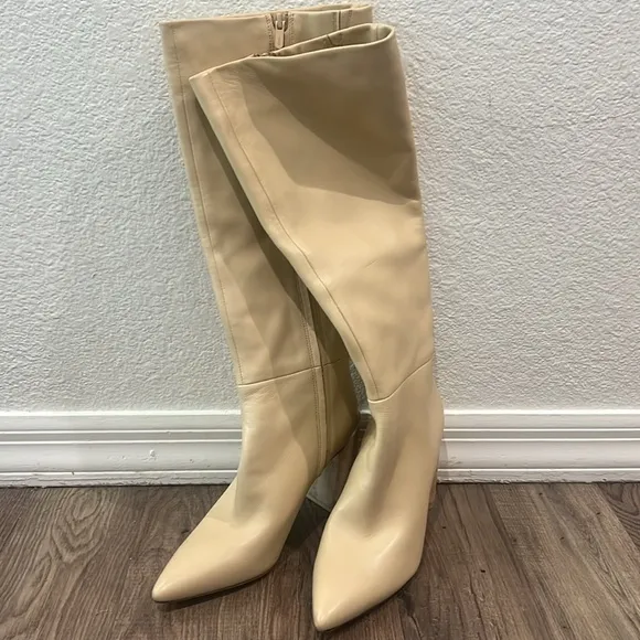 Vince cream Pilar knee high leather boots