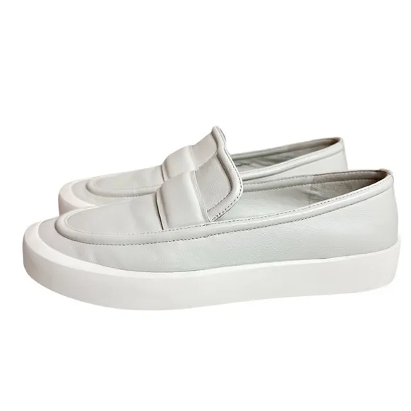 Vince Ghita Off-White Platform Loafers SZ 9.5 Leather Shoes