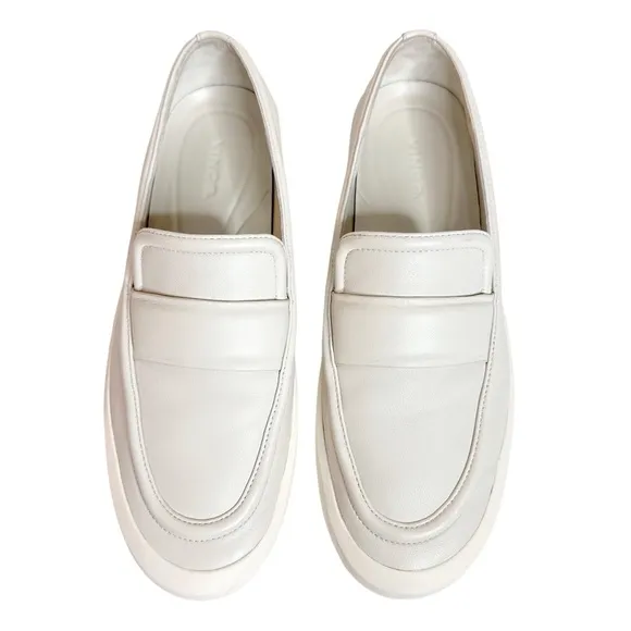 Vince Ghita Off-White Platform Loafers SZ 9.5 Leather Shoes