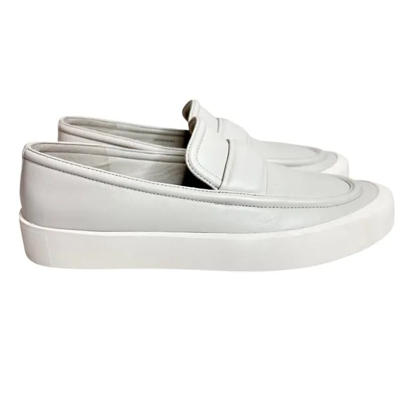 Vince Ghita Off-White Platform Loafers SZ 9.5 Leather Shoes