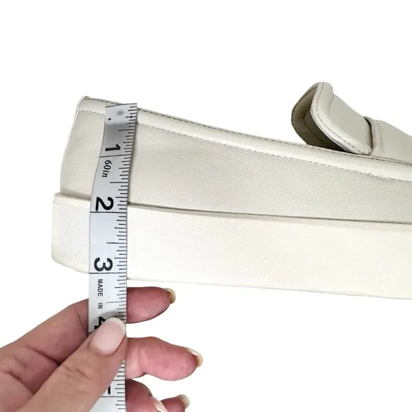 Vince Ghita Off-White Platform Loafers SZ 9.5 Leather Shoes