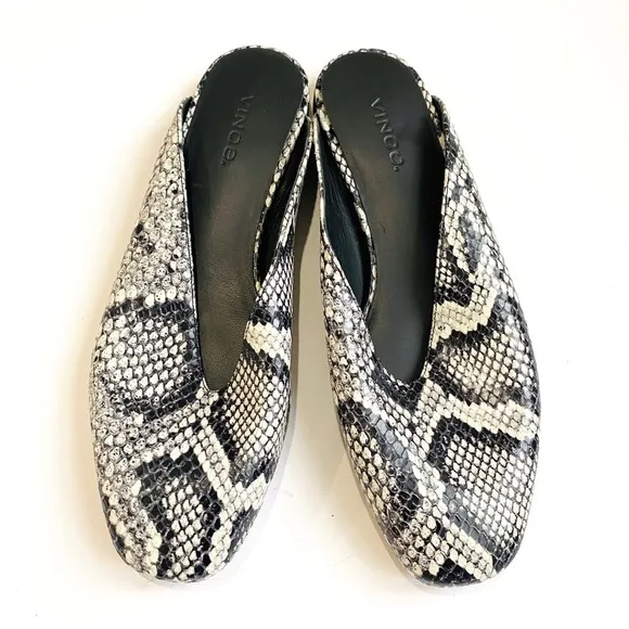 Vince Leather python embossed sandals