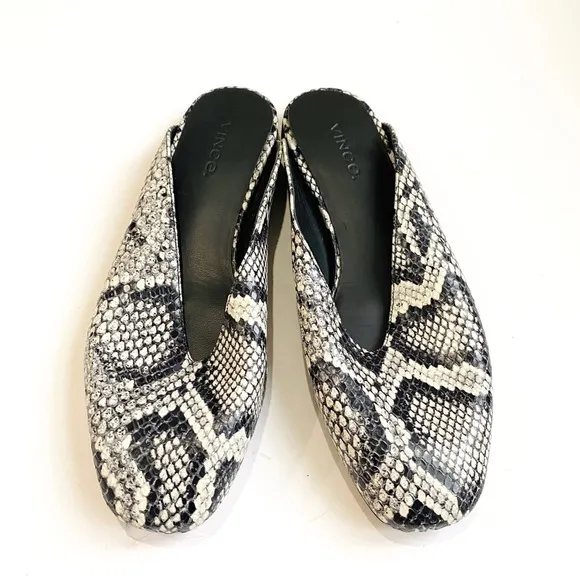 Vince Leather python embossed sandals