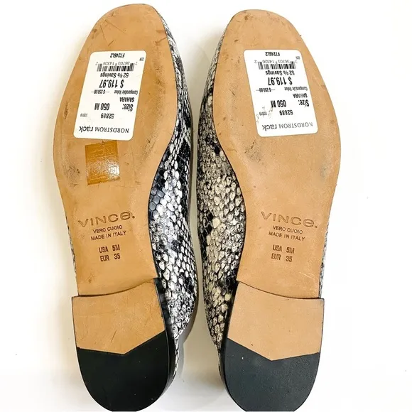 Vince Leather python embossed sandals
