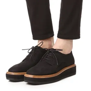 Vince Tanner Platform Lace-Up Oxford Shoes Black Nubuck Leather SZ 10
