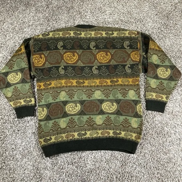 Vintage Berzi Coogi Style Sweater Mens Size XL Brown Green‎ Made In Egypt
