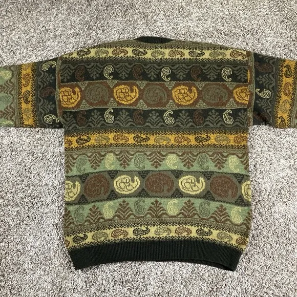 Vintage Berzi Coogi Style Sweater Mens Size XL Brown Green‎ Made In Egypt