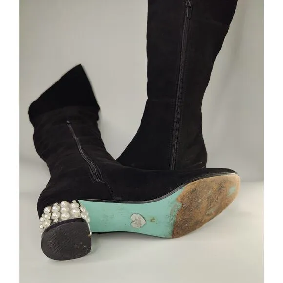 Vintage Betsy Johnson Knee High Pearl Boots Sz 7