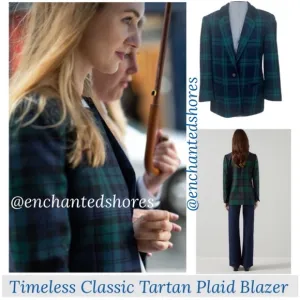 Vintage Boyfriend Blazer Tartan Plaid Glen Hunt Executive Y2K Green Blue Size 12