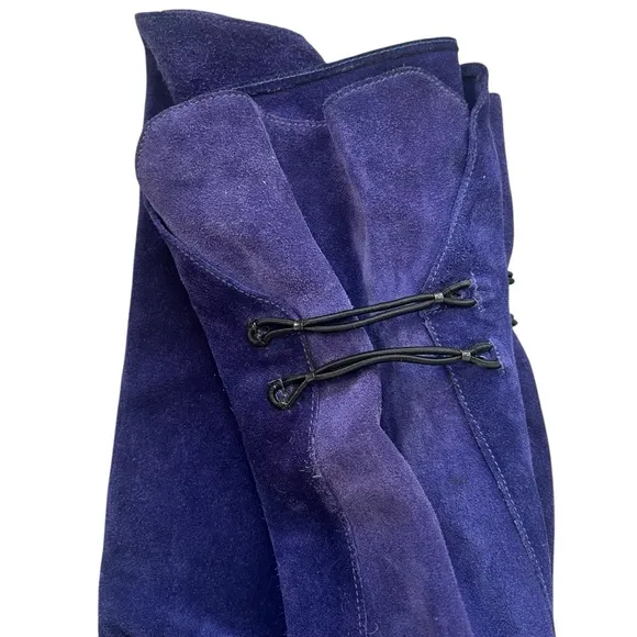 Vintage Cobalt Blue Suede Knee High Boots Sz 7.5