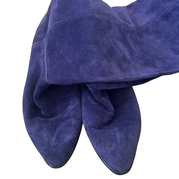 Vintage Cobalt Blue Suede Knee High Boots Sz 7.5