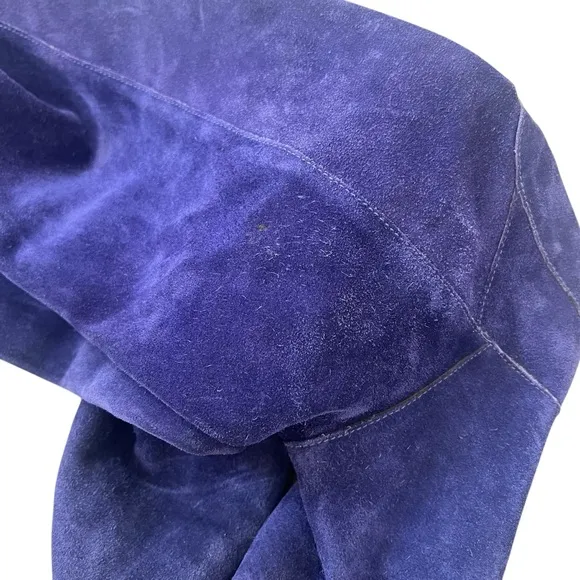 Vintage Cobalt Blue Suede Knee High Boots Sz 7.5