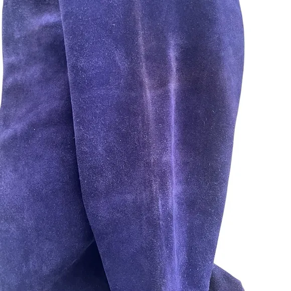 Vintage Cobalt Blue Suede Knee High Boots Sz 7.5