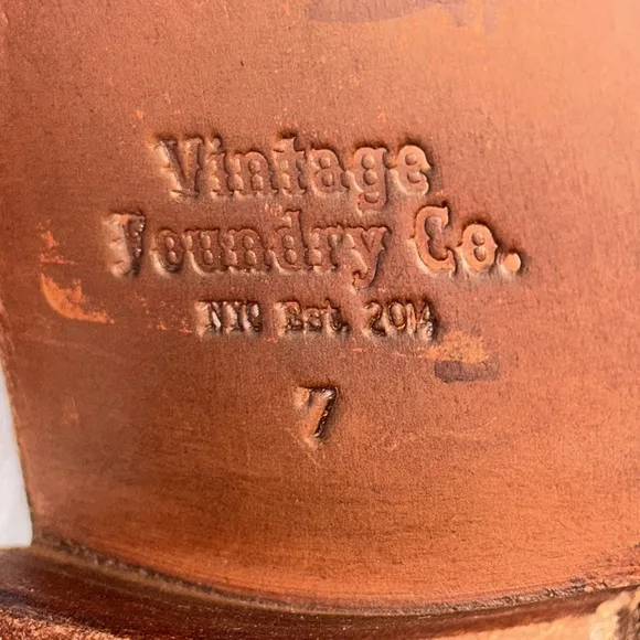 Vintage Foundry Co. Sadelle Tall Leather Boots Brown Lace up Side Zipper Size 7.