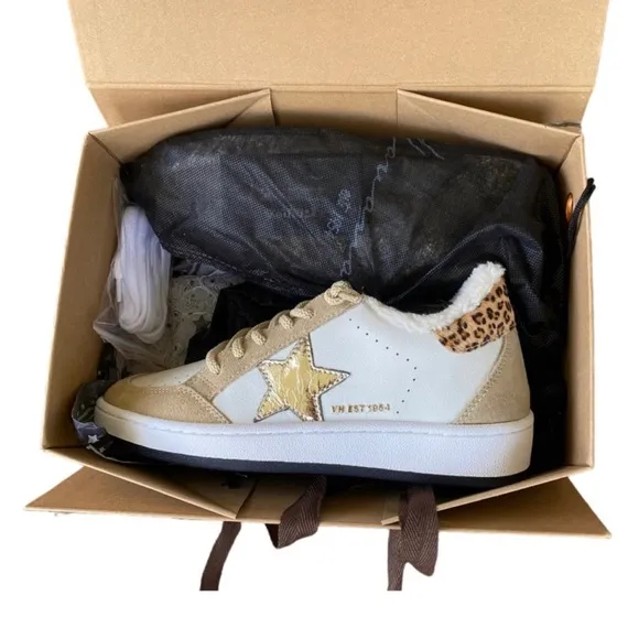 Vintage Havana KYLEE - WHITE CAMEL LEOPARD Women's Sneakers Size 8.5 New In Box