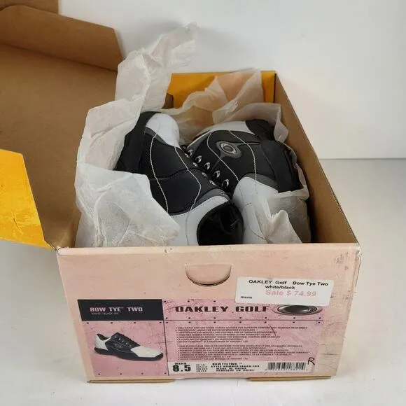 Vintage Oakley golf shoes &quot;Bow Tye&quot; 2001 retro casual mens size 8.5 black/white