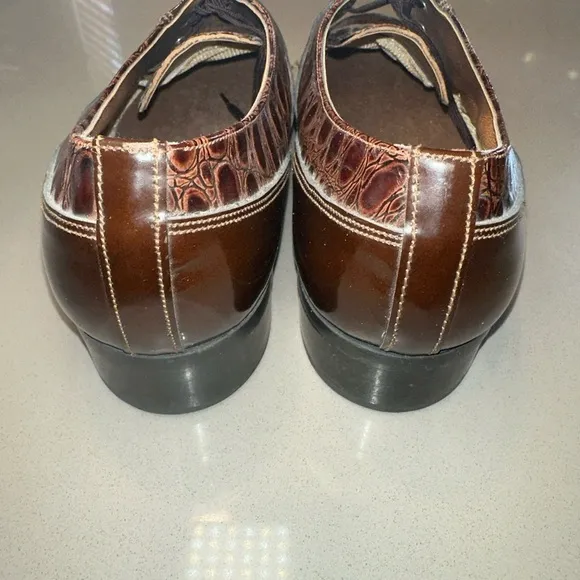 Vintage Rand Brown Exotic Animal Leather lace up Oxford Shoes Mens 10 1/2