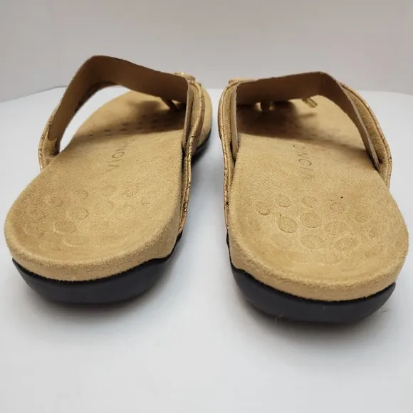 Vionic Bella Sandals Women's Size US 9 EU 40 Gold Cork Toe Post Slip Ons NIB