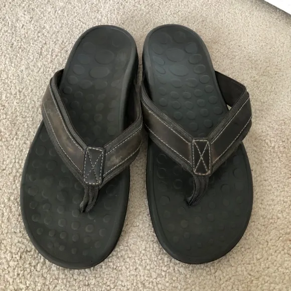 Vionic Brown Tide Toe Post Sandal Thong Flip Flops Mens Size 12 Casual Leather