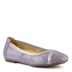 Vionic Caroll Purple Pewter Ballet Flat Metallic Snakeskin Leather Slip On 9.5