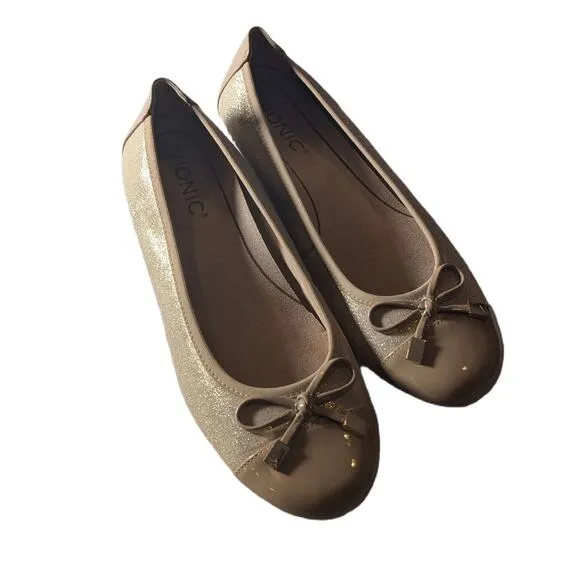 VIONIC Minna bow ballet slippers flats shoes Women's Size 6.5 in Gold
