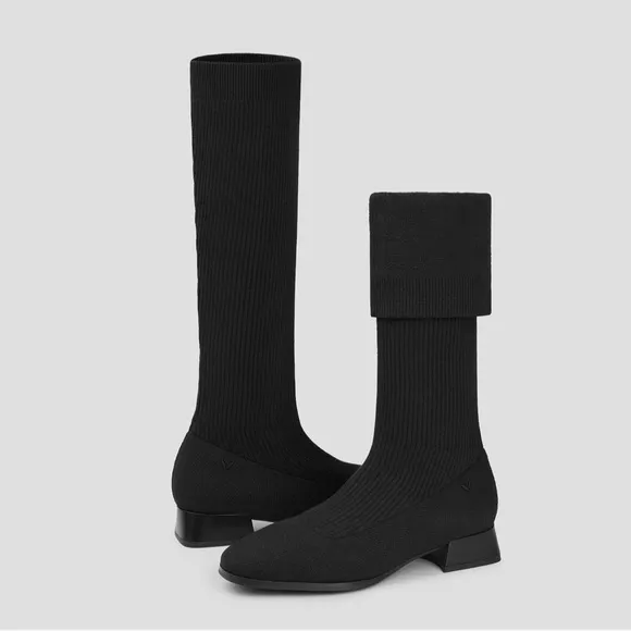VIVAIA Square-Toe Water Repellent Wool Knee-High Boots (Tara Pro) Size 41