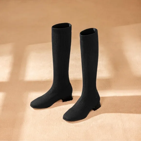 VIVAIA Square-Toe Water Repellent Wool Knee-High Boots (Tara Pro) Size 41