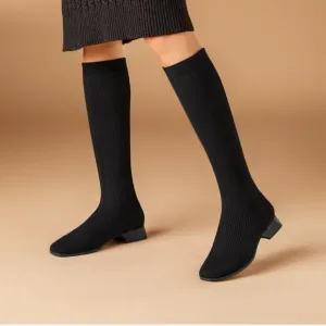 VIVAIA Square-Toe Water Repellent Wool Knee-High Boots (Tara Pro) Size 41