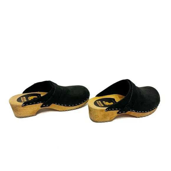 Vollsjo V-Back Suede Swedish Wooden Clog - Size 36 (5.5)