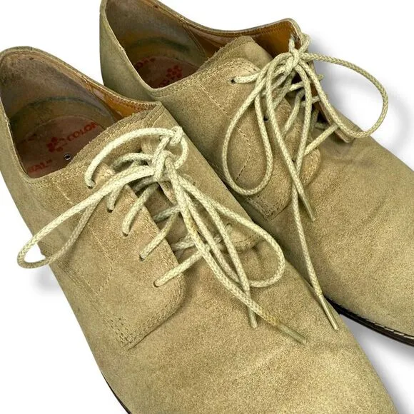 VTG‎ 80s Polo Ralph Lauren 9 Wide Mens Derby Shoes Suede Leather Blue Label Rare