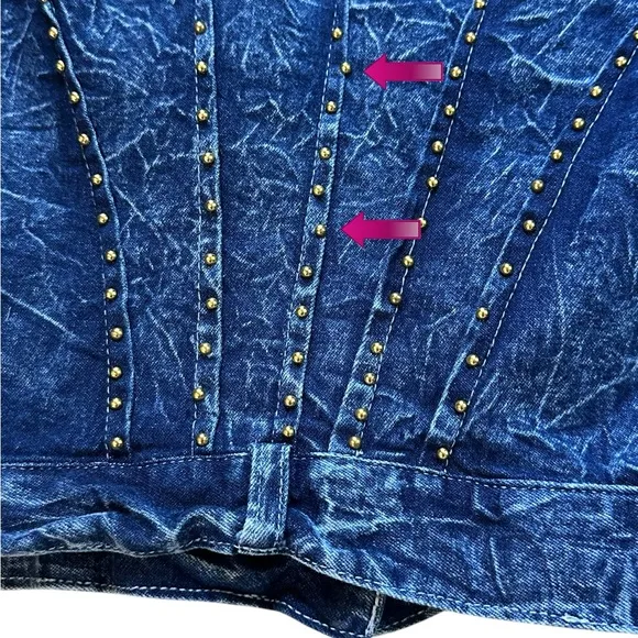 Vtg 80s Western Fringe Denim Jean Statement Jacket Sz S Festival Rockabilly Y2K