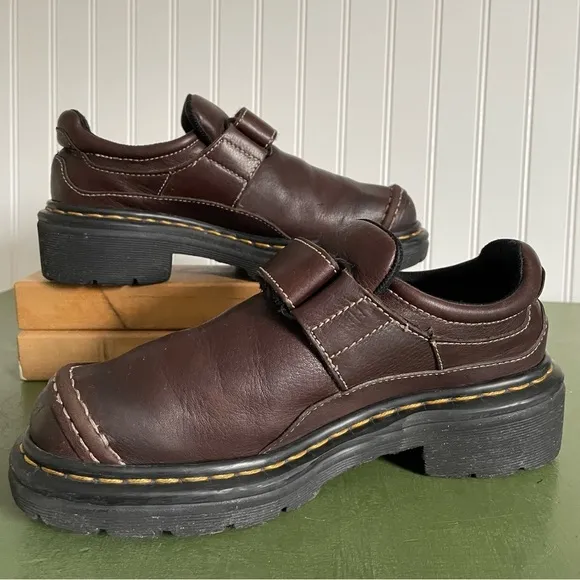 VTG *England* Dr. Martens Monk Strap Oxfords/Casual Shoes in Brown Leather #9288