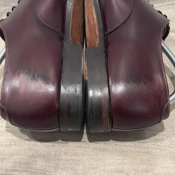 VTG Wright Men Dress Shoes Size 10.5C Cognac Brown Oxford Saddle Leather 419005C