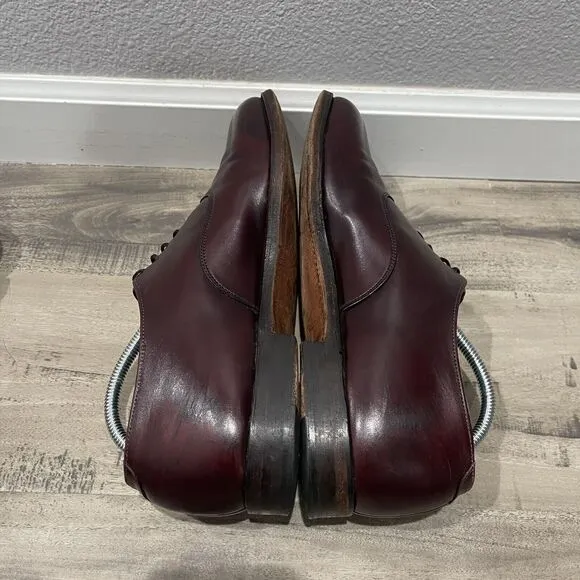 VTG Wright Men Dress Shoes Size 10.5C Cognac Brown Oxford Saddle Leather 419005C