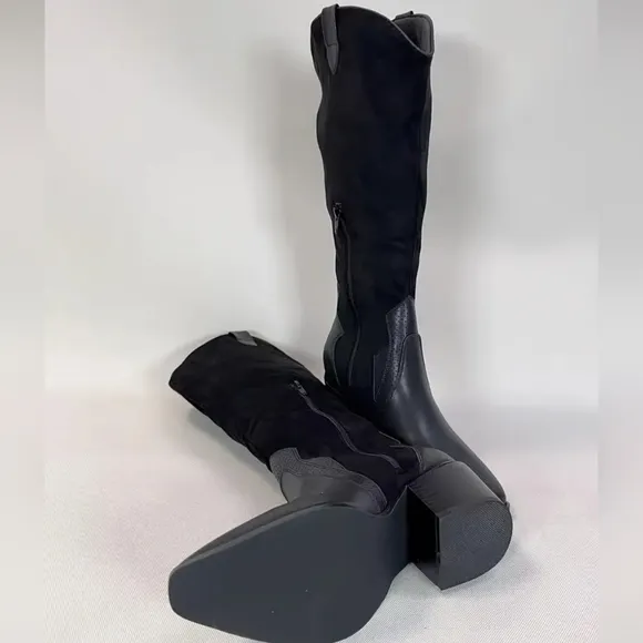 Western Black Knee-High Boots Sz 9