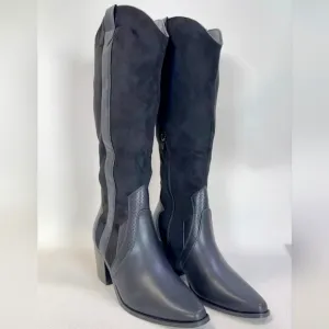 Western Black Knee-High Boots Sz 9