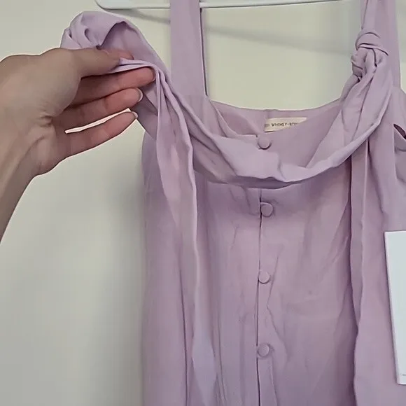 Whimsy   Row Samantha Lavendar Purple Button Midi Dress Small Summer waist tie