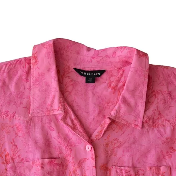 Whistles Pink Robyn Floral Baroque Midi Shirt Dress Size 8